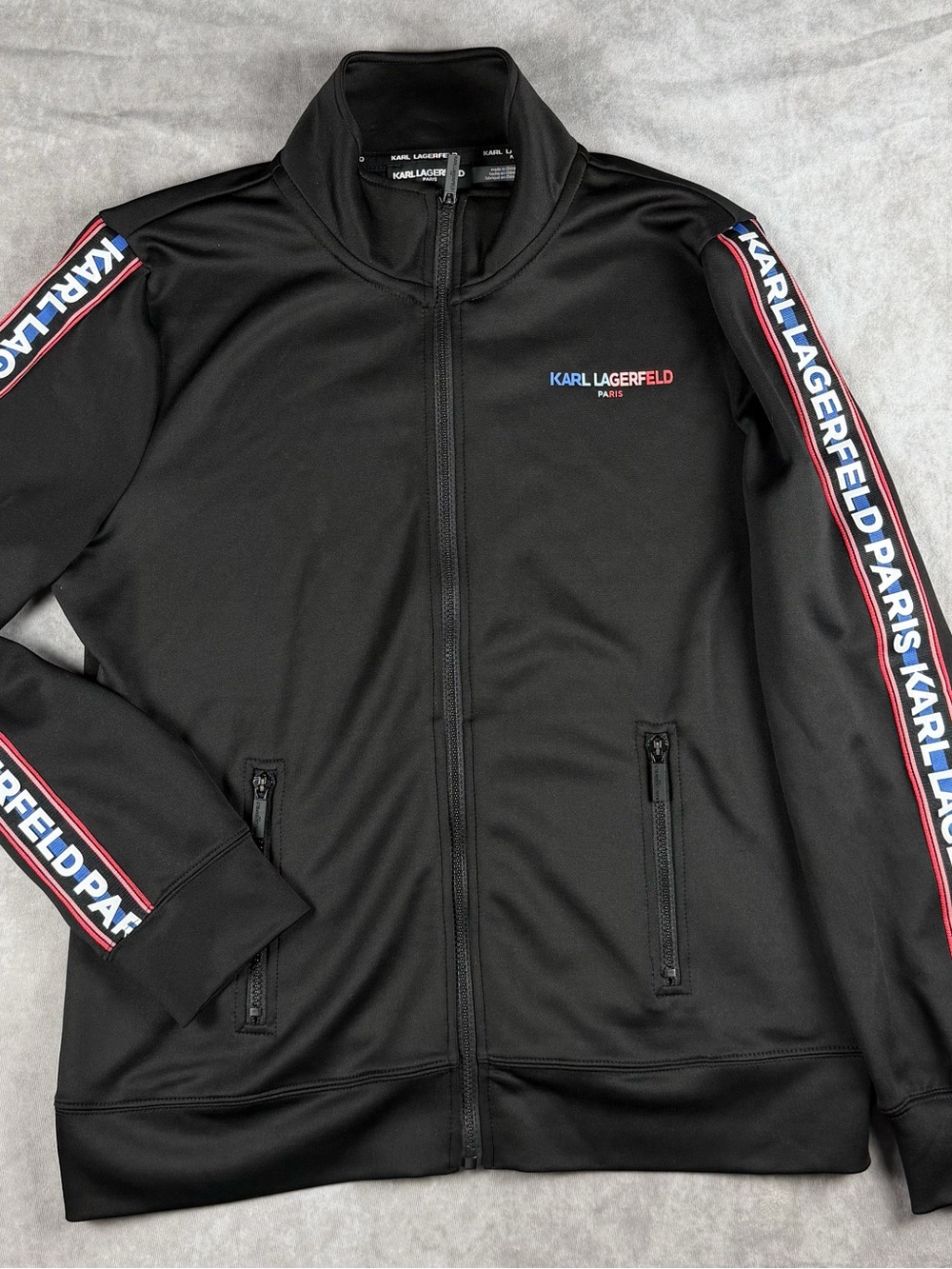 Karl Lagerfeld Paris Rainbow Pride Track Jacket Men’s M Black
